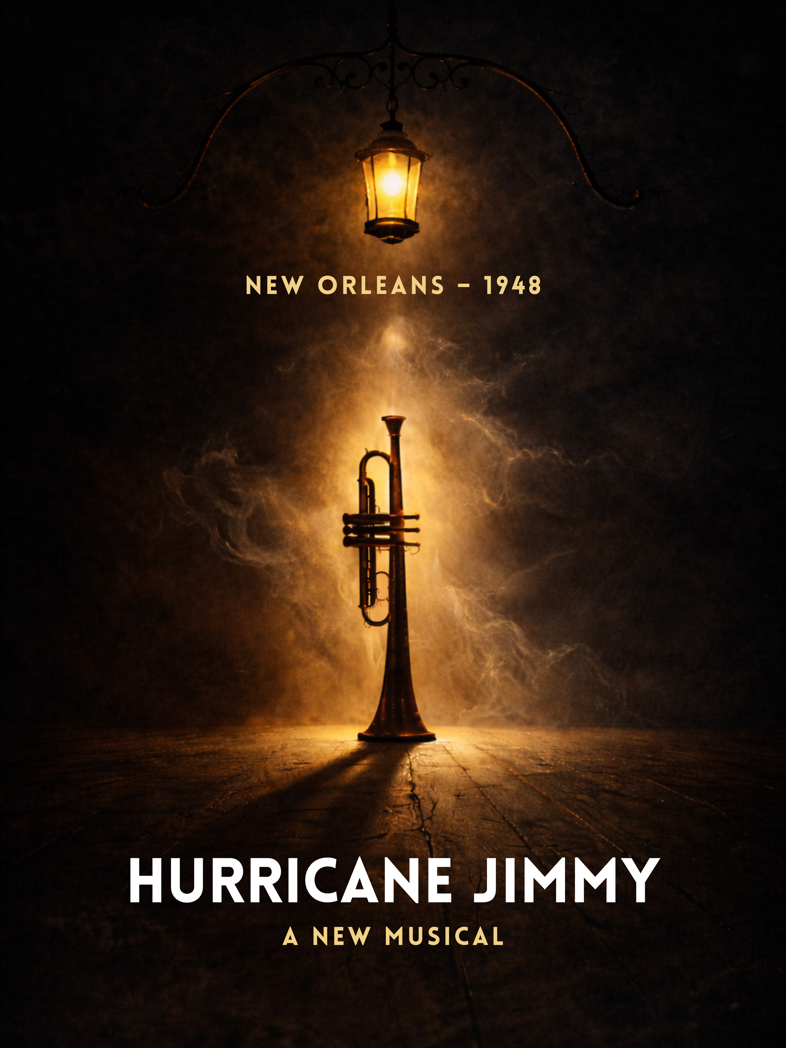 Artwork for 'Hurricane Jimmy', a world premiere production at The Press Box Theater.